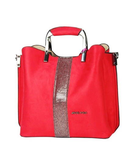 حقيبة يد نسائية جلد الغزال لون أحمر ANG-7320