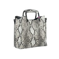 حقيبة يد نسائية جلد الثعبان لون أسود-فضي ANG-7320