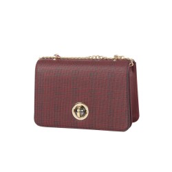 حقيبة يد نسائية منقوشة لون أحمر عنابي ANG-8195