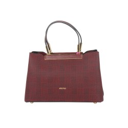 حقيبة يد نسائية منقوشة لون أحمر عنابي ANG-8200