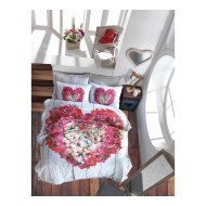 طقم أغطية سرير مزدوج وجهين موديل غاردن طباعة ثلاثي الابعاد رانفورس لون فرو المنك CN-1768060-VIZ