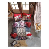 طقم أغطية سرير مزدوج وجهين موديل نينا طباعة ثلاثي الابعاد رانفورس لون احمر CN-1768550-KIR