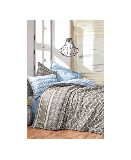 طقم أغطية سرير مزدوج وجهين موديل جوي مينيمال رانفورس لون ازرق CN-1811690-MAV