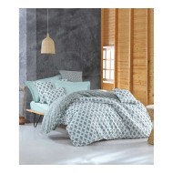 طقم مفرش سرير مزدوج وجهين موديل اينزا  مينيمال رانفورس لون بترولي CN-3285781-PTR