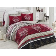 طقم أغطية سرير مزدوج وجهين موديل ازرا  ساتان لون خمري CT-1771053-RNK