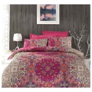 طقم أغطية سرير مزدوج وجهين موديل توبا ساتان لون فوشي CT-1771375-FUS