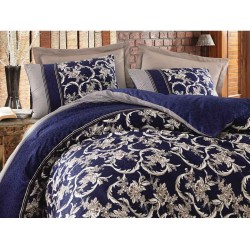 طقم أغطية سرير مزدوج وجهين موديل بيرا  ساتان لون ازرق داكن CT-1771636-LVR