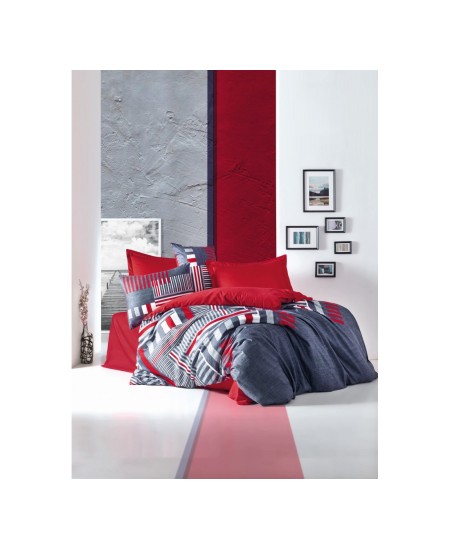 طقم أغطية سرير مزدوج وجهين موديل روكسي ساتان لون احمر CT-1771789-KIR