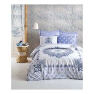 طقم أغطية سرير مزدوج وجهين موديل بوهيمي اوليدا  رانفورس لون ازرق CT-1813737-MAV