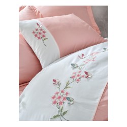 طقم مفرش سرير حريري مزدوج وجهين موديل سانتي تطريز ثلاثي الابعاد ساتان لون البودرة CT-1832754-PUD طقم مفرش سرير حريري مزدوج وجهين موديل سانتي تطريز ثلاثي الابعاد ساتان لون البودرة CT-1832754-PUD