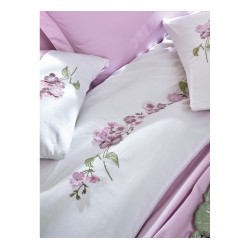 طقم أغطية سرير حريري مزدوج وجهين موديل استي تطريز ثلاثي الابعاد ساتان لون ليلكي CT-1832791-ZMB