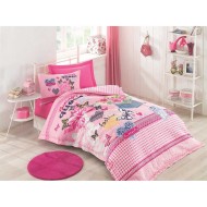 طقم مفرش سرير مفرد وجهين موديل كوين رانفورس لون زهري CT-1860619-PMB