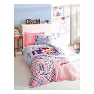 طقم مفرش سرير مفرد وجهين موديل سوبر ستار رانفورس لون زهري CT-1860774-PMB