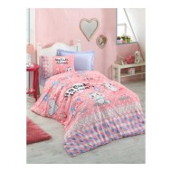 طقم أغطية سرير مفرد وجهين موديل انيمالز رانفورس لون زهري CT-1861282-PMB