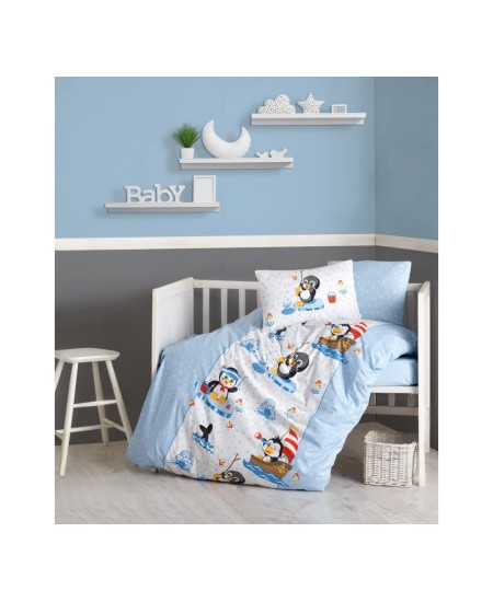 طقم أغطية سرير اطفال وجهين موديل بنكوان رانفورس لون ازرق CT-2000797-MAV