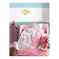 طقم أغطية سرير اطفال وجهين موديل يونيكورن رانفورس لون زهري CT-2000798-PMB