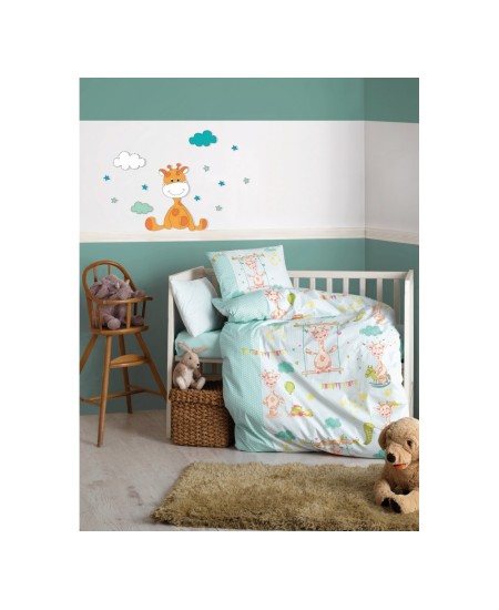 طقم أغطية سرير اطفال وجهين موديل زرافة رانفورس لون اخضر CT-2000799-GRI
