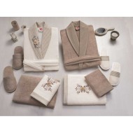 طقم برنس حمام تركي مزدوج رجالي ونسائي ثلاثي الابعاد خيزران لون بيج - بيج كاشف CT-5541296-BEJ-EKR طقم برنس حمام تركي مزدوج رجالي ونسائي ثلاثي الابعاد خيزران لون بيج - بيج كاشف CT-5541296-BEJ-EKR