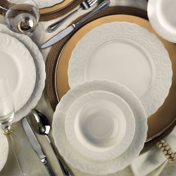 طقم سفرة 24 قطعة بورسلان بون باساك لون أبيض KTH-BNBSK24Y200-BYZ