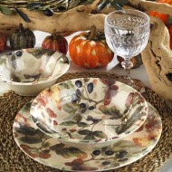 طقم سفرة 24 قطعة سيراميك مزجج لون ملون KTH-NCHR24Y289016-RNK