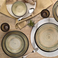 طقم سفرة 24 قطعة بورسلان نانو كريم  لون بني فاتح KTH-NNTS24Y2891001-AC-KHV