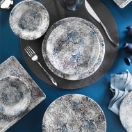 طقم سفرة 24 قطعة بورسلان نانو كريم لون أبيض-أزرق مزهر KTH-NNTS24Y2891007-BYZ-CIC.MAV