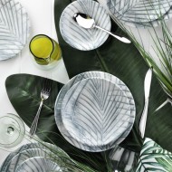 طقم سفرة 24 قطعة بورسلان نانو كريم لون أزرق فاتح-أبيض KTH-NNTS24Y2891009-AC-MAVI-BYZ