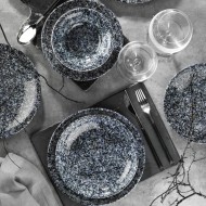 طقم سفرة 24 قطعة بورسلان نانو كريم لون حجري KTH-NNTS24Y2891020-TAS