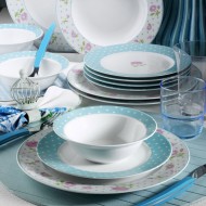 طقم سفرة 24 قطعة بورسلان بون باساك حواف وردية و سماوي لون أبيض KTH-YS24Y24209377-BYZ طقم سفرة 24 قطعة بورسلان بون باساك حواف وردية و سماوي لون أبيض KTH-YS24Y24209377-BYZ