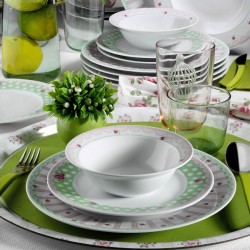 طقم سفرة 24 قطعة بورسلان  لون أبيض KTH-YS24Y24209380-BYZ