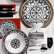 طقم سفرة 24 قطعة بورسلان بون باساك لون أسود-أبيض KTH-ZG24Y2430596612-SYH-BYZ طقم سفرة 24 قطعة بورسلان بون باساك لون أسود-أبيض KTH-ZG24Y2430596612-SYH-BYZ