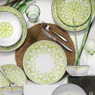 طقم سفرة 24 قطعة بورسلان بون باساك لون أبيض-أخضر KTH-ZG24Y243059663-BYZ-YSL طقم سفرة 24 قطعة بورسلان بون باساك لون أبيض-أخضر KTH-ZG24Y243059663-BYZ-YSL