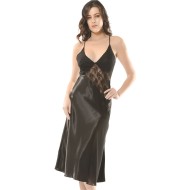 قميص نوم طويل دانتيل تركي لون أسود NBB-3252-BYZ