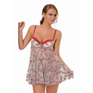 قميص نوم شيفون تركي لون خمري NBB-3983-BYZ