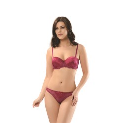 طقم حمالة صدر مع كيلوت لون خمري NBB-4440-BRD