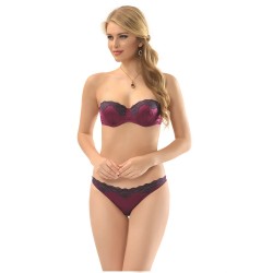 طقم حمالة صدر مع كيلوت لون خمري NBB-4447-BYZ