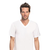قميص رجالي نصف كم ياقة V لون أبيض NBB-707-BYZ
