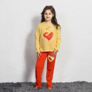 بيجاما بناتي تركية كم طويل لون أصفر