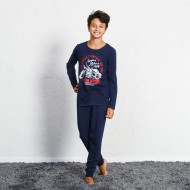 بيجاما ولادي تركية كم طويل لون كحلي