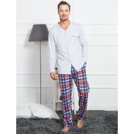 بيجاما رجالي تركية كم طويل لون رمادي