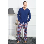 بيجاما رجالي تركية كم طويل لون كحلي