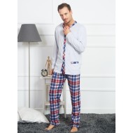 بيجاما رجالي تركية كم طويل لون رمادي