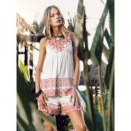 بيجاما شورت بدون اكمام نسائي لون سكري EFS-9001