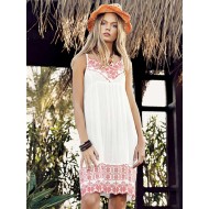 ثوب نسائي قصير بدون أكمام لون سكري EFS-9002