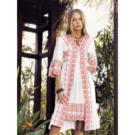 ثوب نسائي قصير بدون أكمام لون مع كاب صيفي سكري EFS-9004