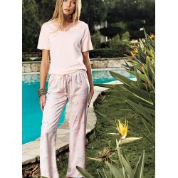 بيجاما نصف كم نسائي لون بودرة EFS-9005 بيجاما نصف كم نسائي لون بودرة EFS-9005