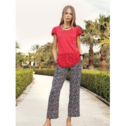 بيجاما نصف كم نسائي لون احمر EFS-9007-KIR بيجاما نصف كم نسائي لون احمر EFS-9007-KIR