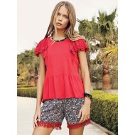 بيجاما شورت نسائي لون احمر EFS-9008-KIR