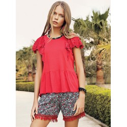 بيجاما شورت نسائي لون احمر EFS-9008-KIR