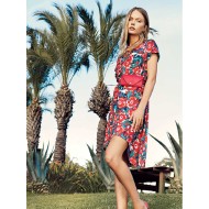 ثوب نسائي قصير نصف كم لون احمر EFS-9017